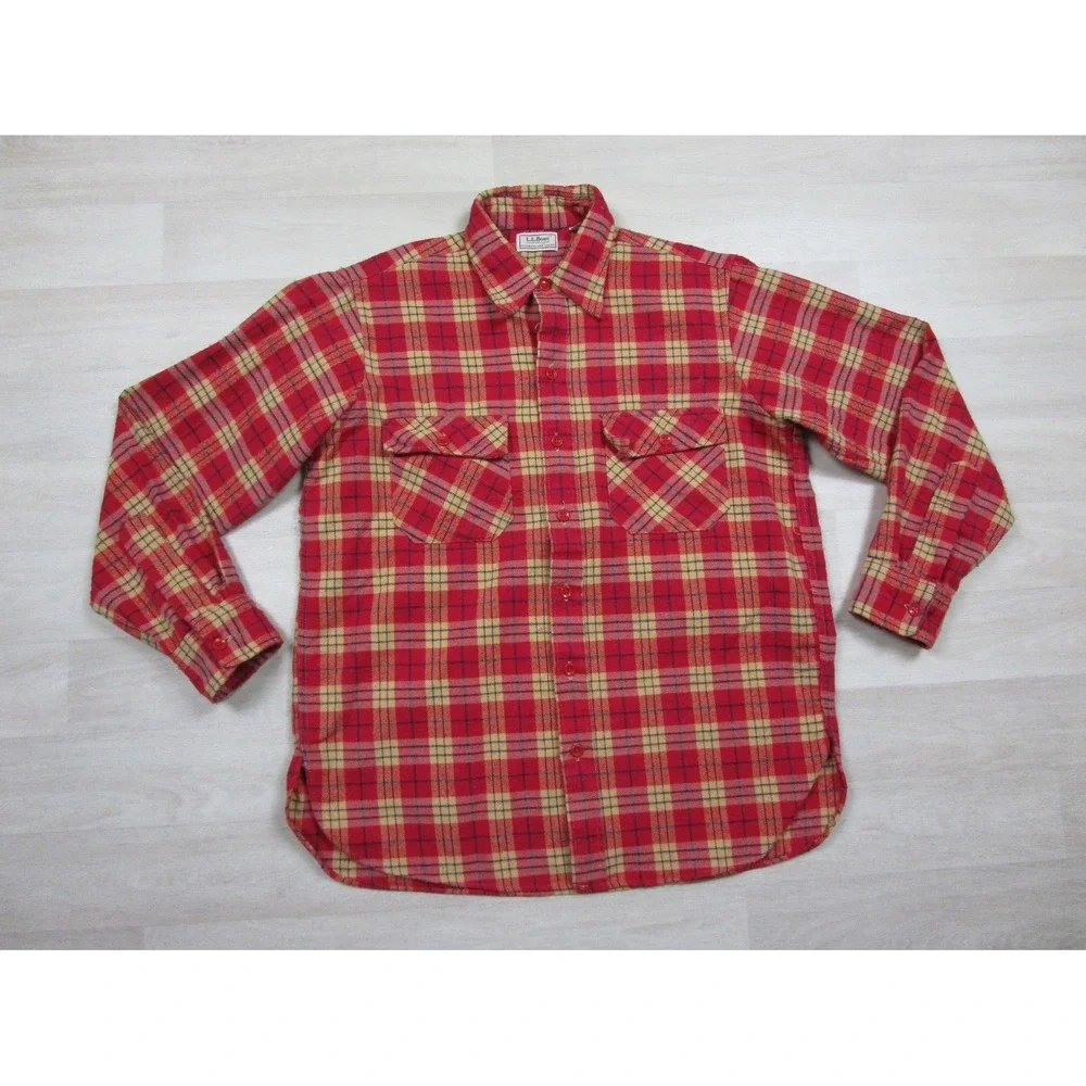 Vintage 80s 90s LL Bean Timberline Flannel‎ Shirt Men's (16) Plaid